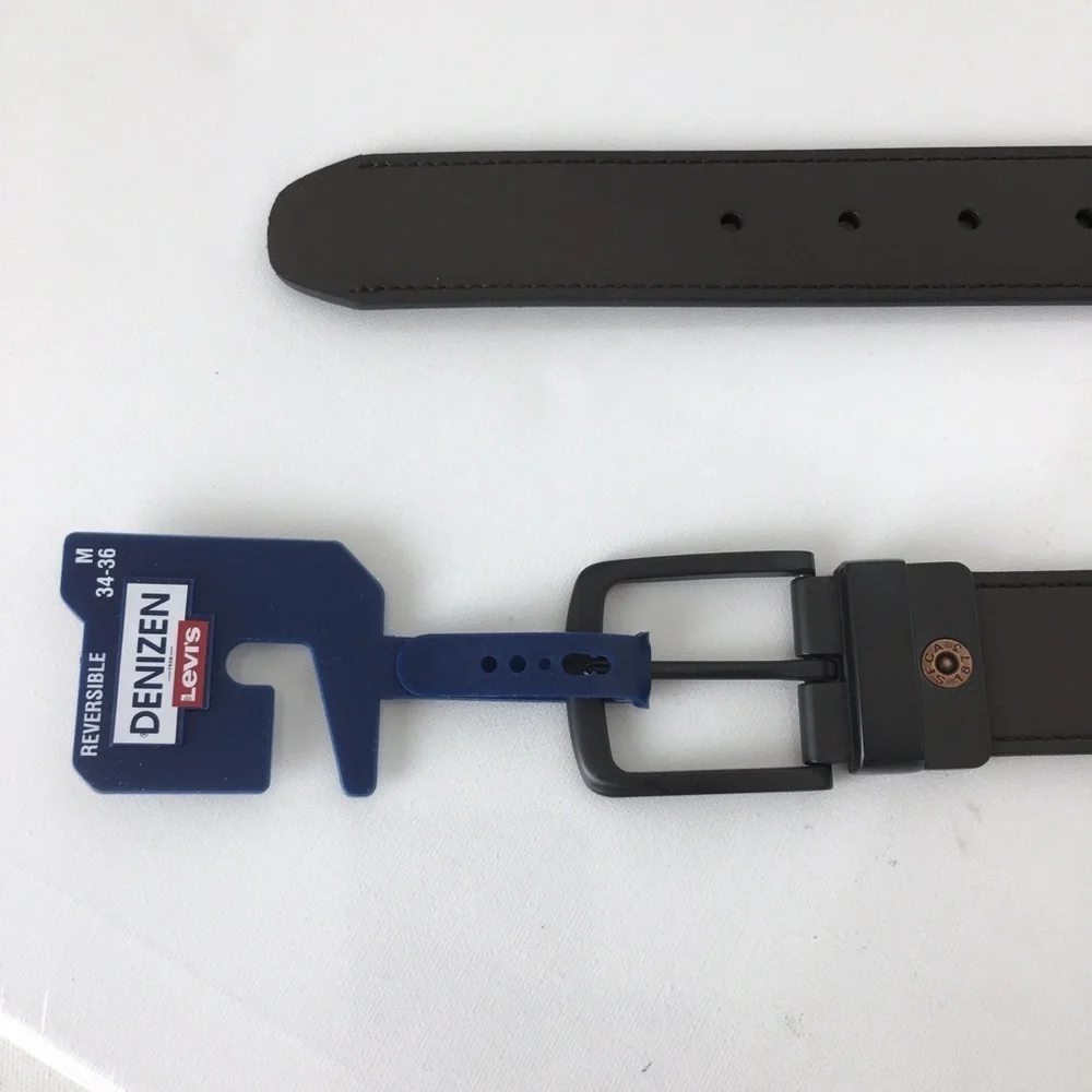 Denizen Levis Reversible Belt Mens Size M 34-36 Black Brown Vegan Leather NEW